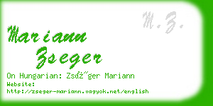mariann zseger business card